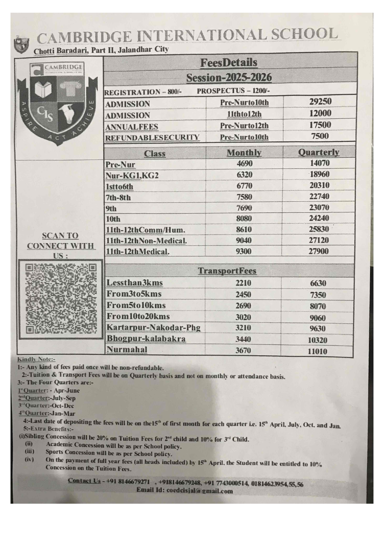 Fee structure 2025-26